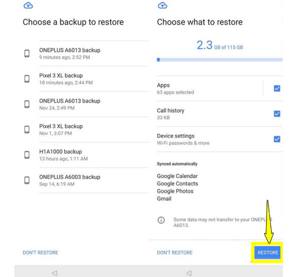 Gendan Android-data fra Google Drive-sikkerhedskopi