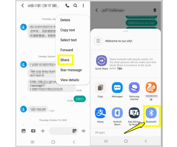 Bluetooth-overførsel af beskeder fra Android til Android
