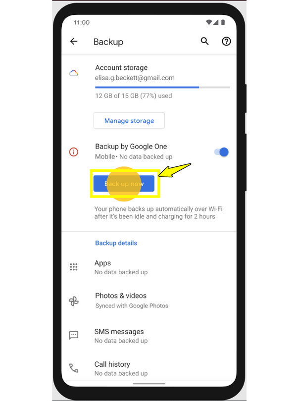 Google Backup Overfør beskeder fra Android til Android