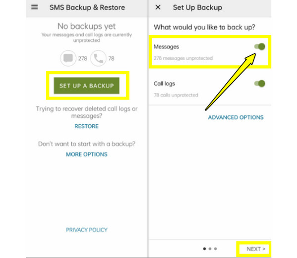 SMS-sikkerhedskopi Overfør beskeder fra Android til Android