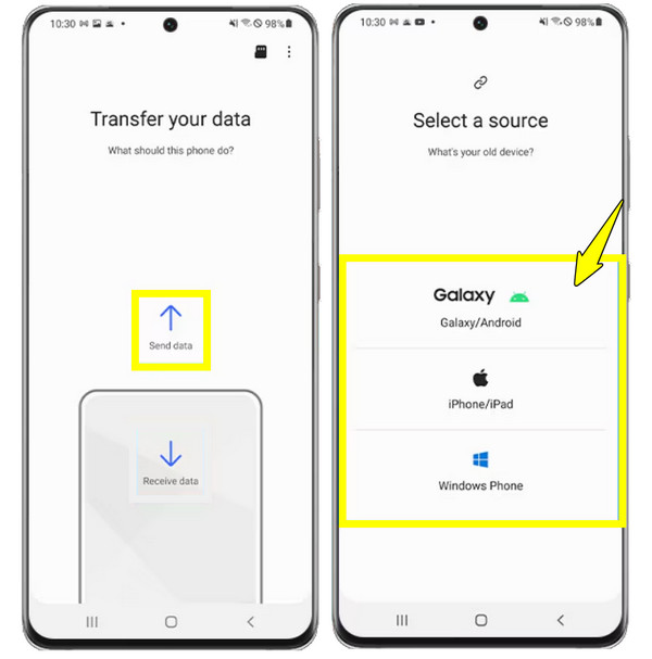 Transferência inteligente de Android para Samsung