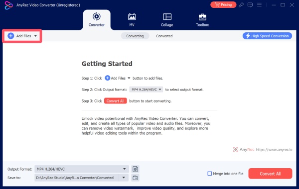 Audiobestanden toevoegen Anyrec