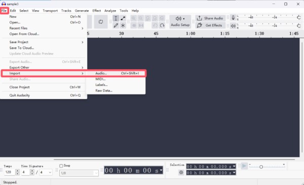 Audiobestanden importeren in Audacity