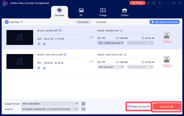 Audiobestanden samenvoegen Anyrec