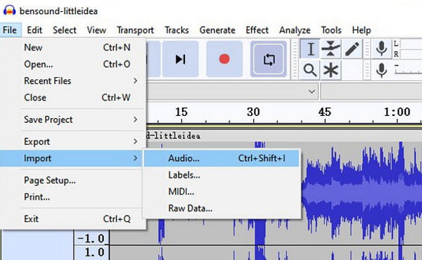Audacity Importer l'audio