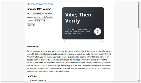OnlineConverter Aumenta il volume