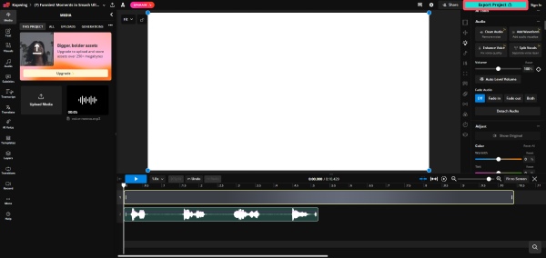 Exportovat zvuk Kapwing