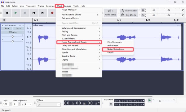 Redukce šumu Audacity