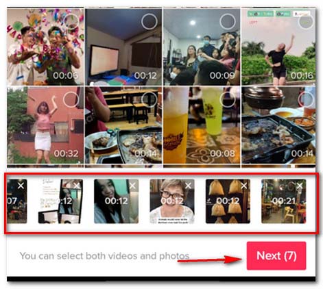 Tittok Concept samenvoegen Kies video's