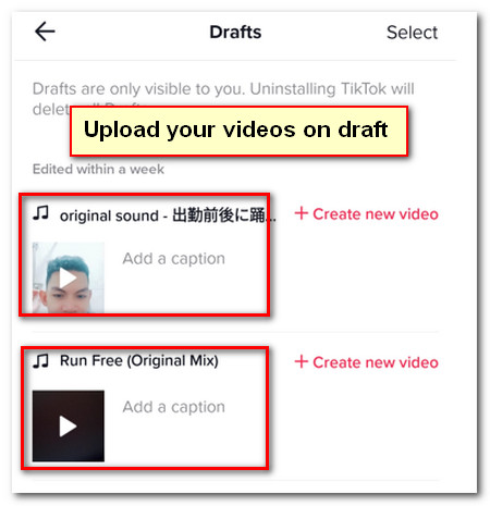 Tittok Merging Draft Upload Drafts