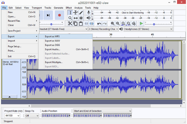Audacity Aiff a Mp3
