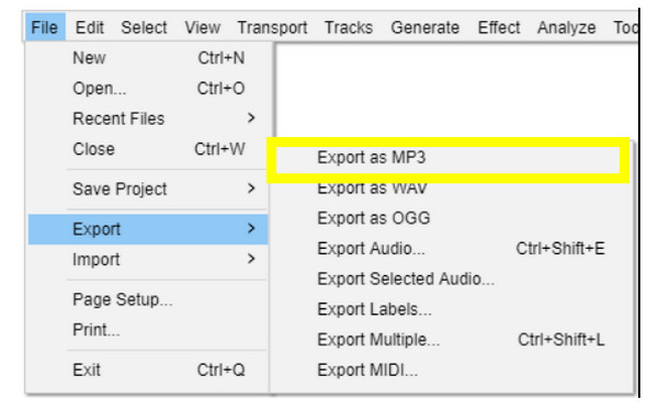 Audacity Eksporter AS MP3