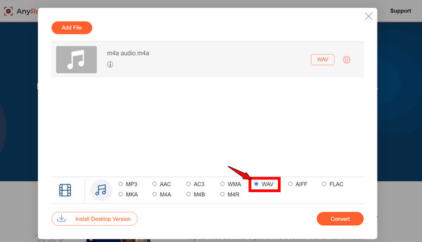 Anyrec M4A를 WAV로