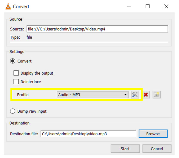 VLC Tukar WAV kepada MP3