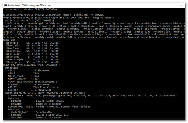 แปลงไฟล์ WebM เป็น MP3 โดยใช้ FFmpeg