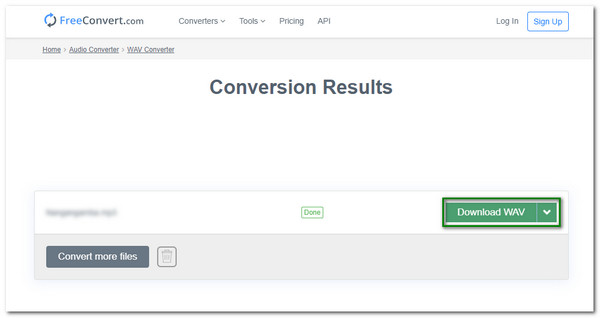 Ladda ner konverterade WAV-filer Freeconvert