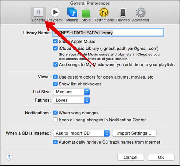 General Preferences iTunes
