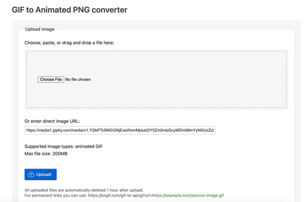Konverter GIF til Apng på nett med Ezgif