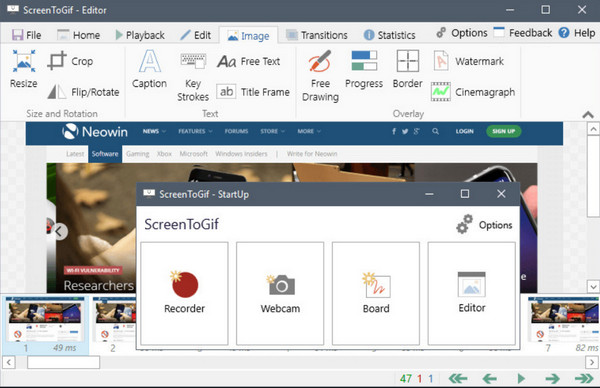 ScreenToGif WebM do GIFu