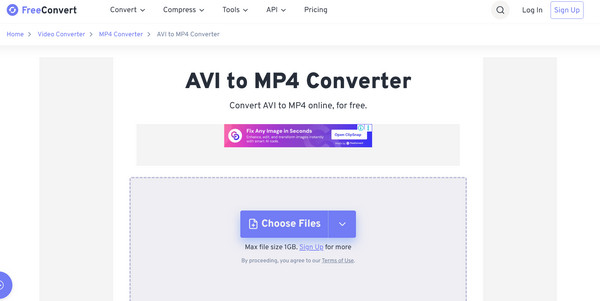 برنامج FreeConvert لتحويل ملفات AVI إلى MP4