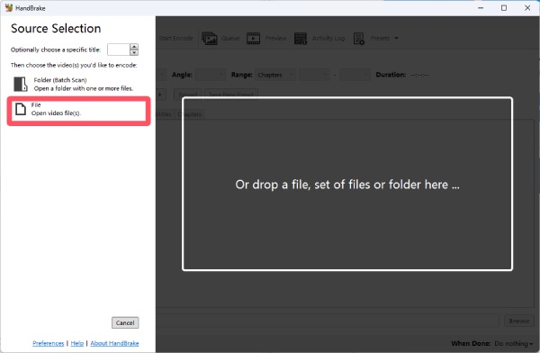 Abrir archivo HandBrake