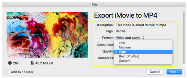 การส่งออกวิดีโอจาก Mac iMovie เป็นไฟล์ MP4