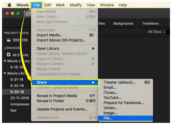 สำหรับ Mac ให้ไปที่การตั้งค่าการส่งออกใน iMovie