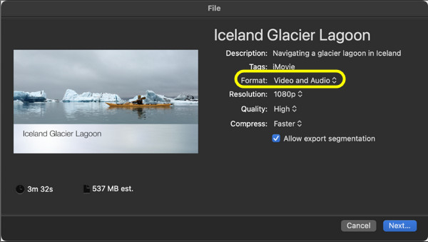 iMovie Convertir une vidéo iPhone en MP4