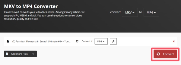 MKV в MP4 CloudConvert