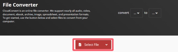 Выберите файл CloudConvert