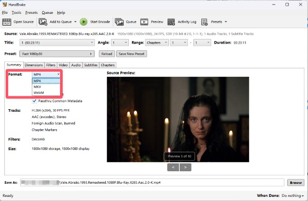 Выберите ручной тормоз MP4