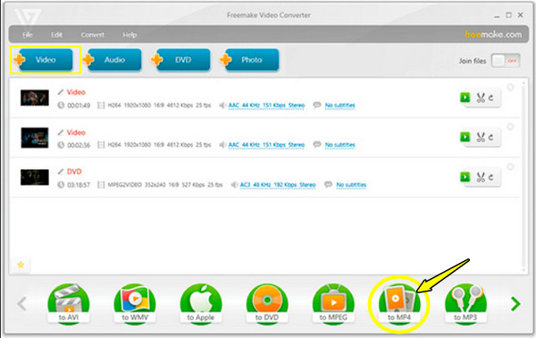 تحويل Quicktime إلى MP4 بواسطة Freemake
