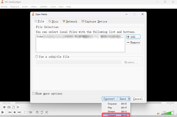 Dodaj plik MKV do VLC