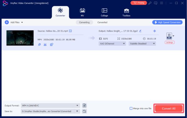 Anyrec으로 비디오 내보내기