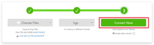 MP4를 3GP로 Zamzar
