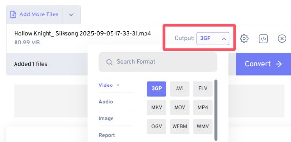 3GP FC를 선택하세요