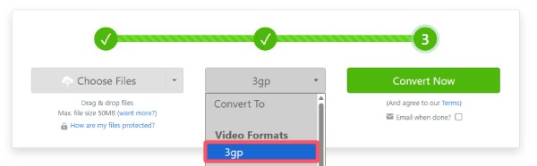 3GP Zamzar를 선택하세요