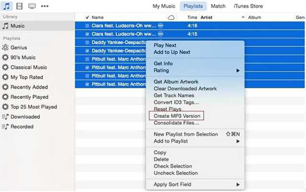 iTunes يُنشئ نسخة MP3