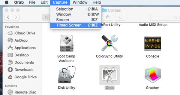 لقطة لقطة على نظام Mac مع Grab
