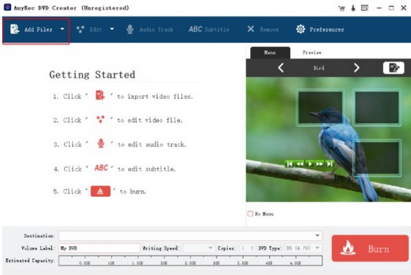 Aggiungi file AnyRec DVD Creator