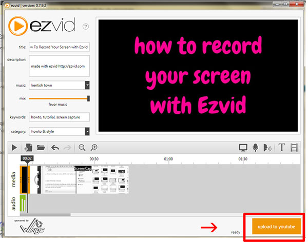 Ezvid Screen Recorder עריכה והעלאה