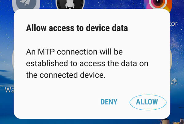 Consenti connessione Mtp