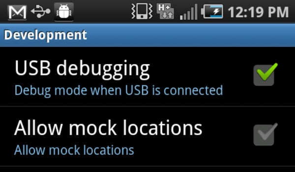 Dubugging USB Android 2.3 e inferiore