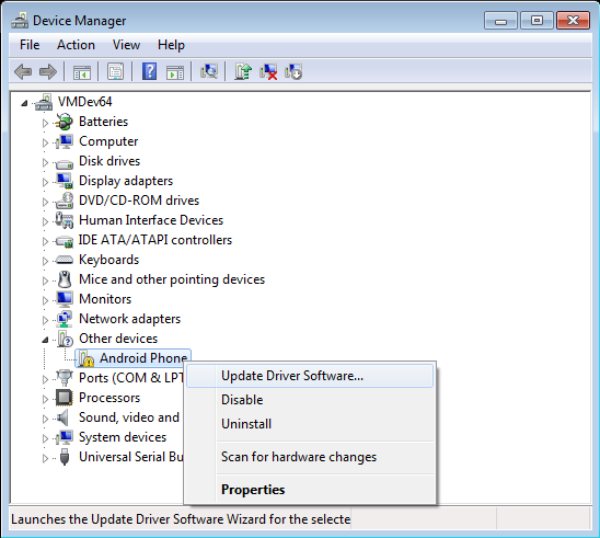 Installa manualmente il driver USB Android