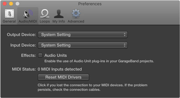 Garageband Recording Settings