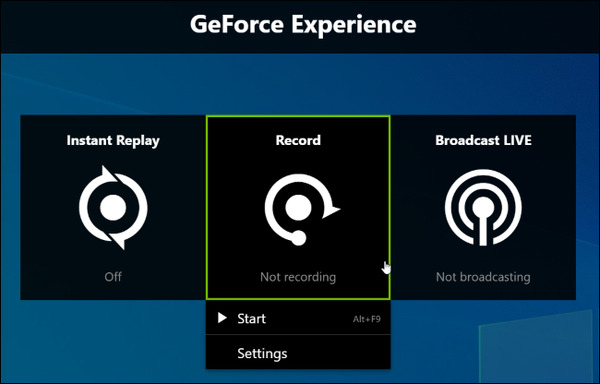 NVIDIA Geforce Experience Iniciar grabación