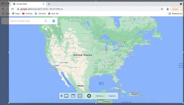 Snimka zaslona Google Maps Mac