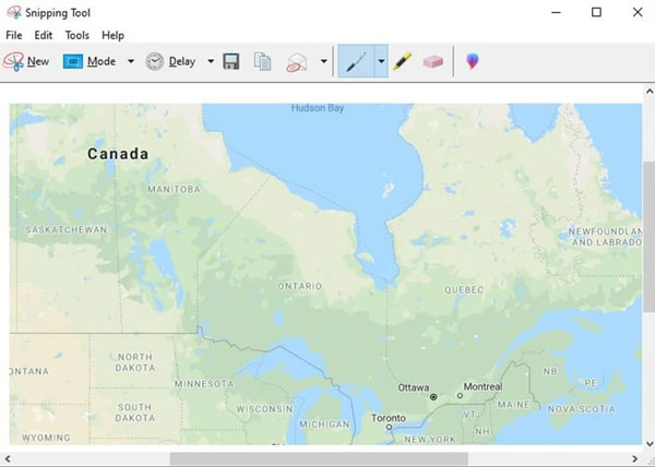 Google मानचित्र विंडोज़ को स्निपिंग करना