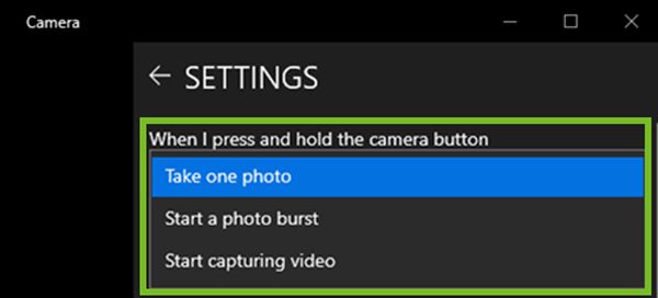 Camera Setting Surface Pro