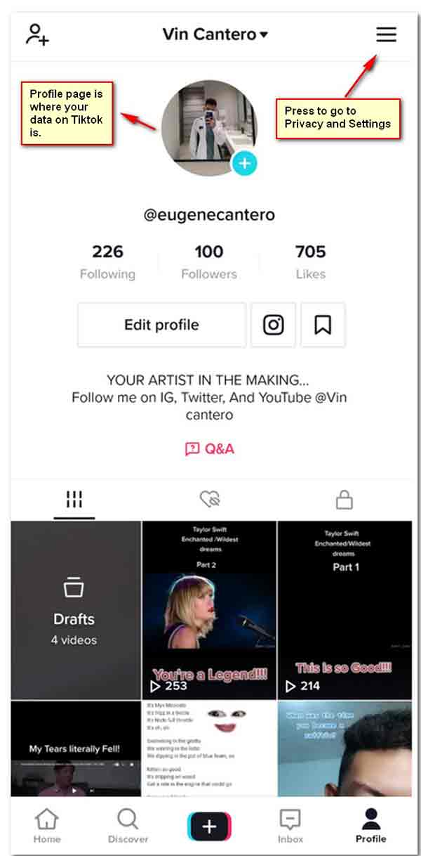 TikTok Tap Profile Page